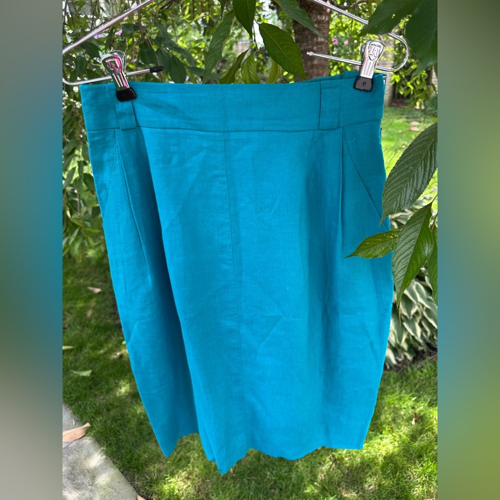 Ellen Tracy Turquoise Pencil Linien Skirt